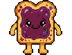 Jelly, a toast character with grape jelly spread, idle pose